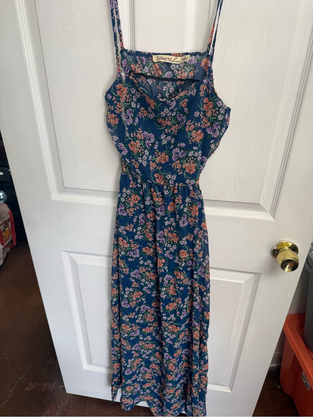 Liberty Love Navy Floral Maxi with Pink & Peach Blooms